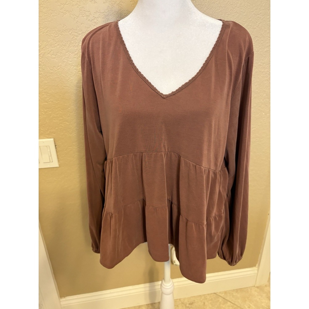 Lucky Brand‎ Women's Sandwashed Tiered Peasant Top, Medium
